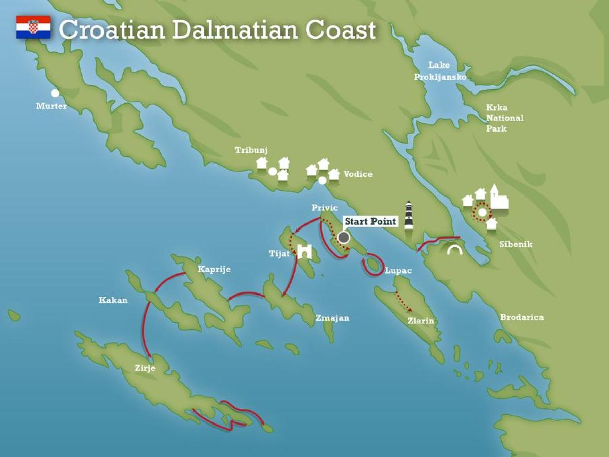 costa do adriático, croacia mapa