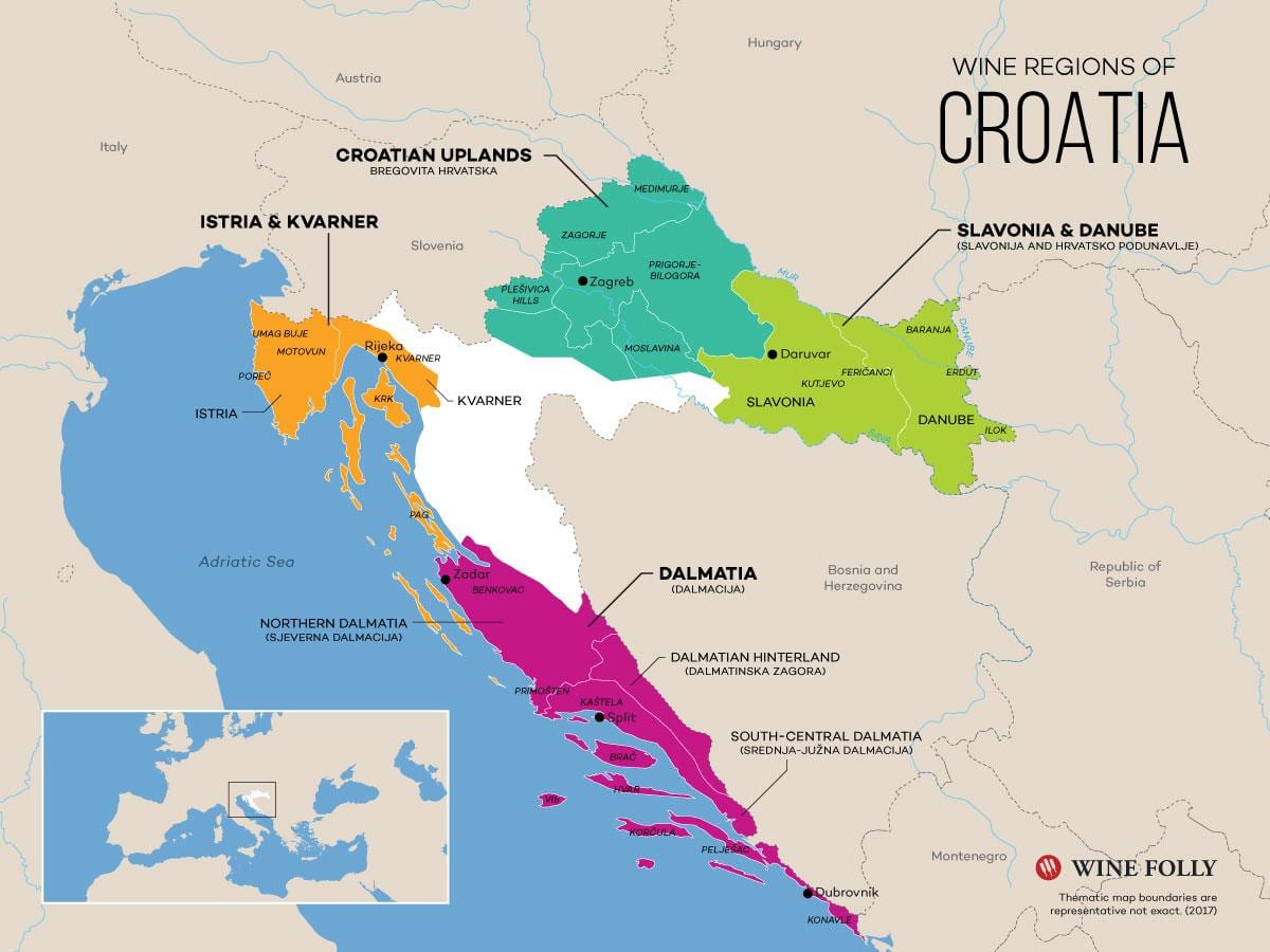 mapa de croacia adegas