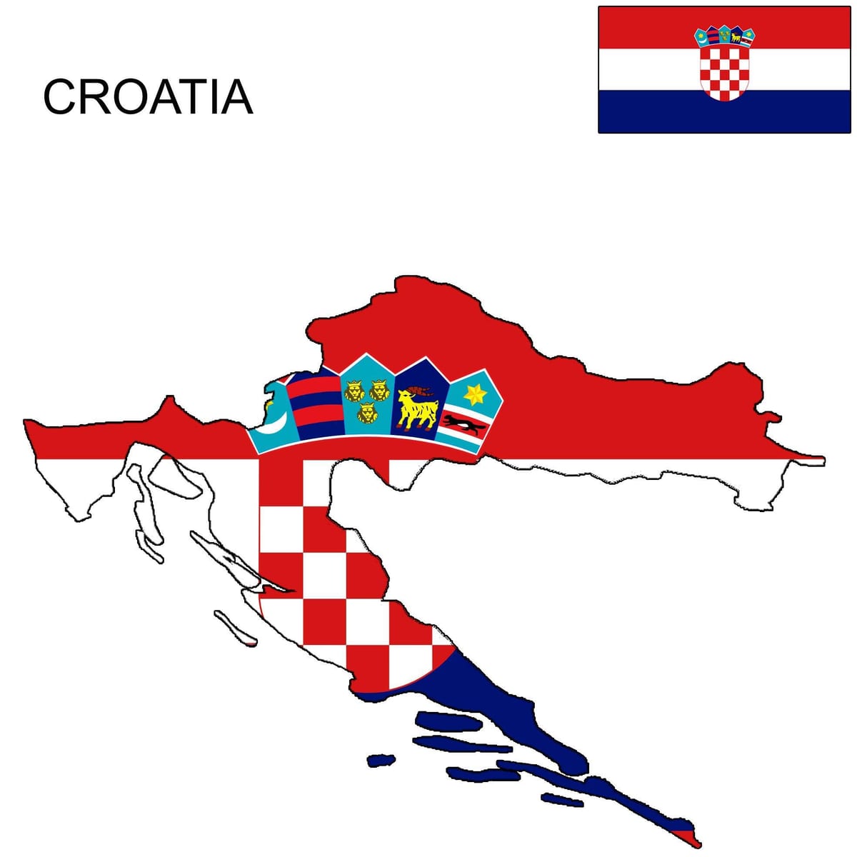 croacia mapa bandeira