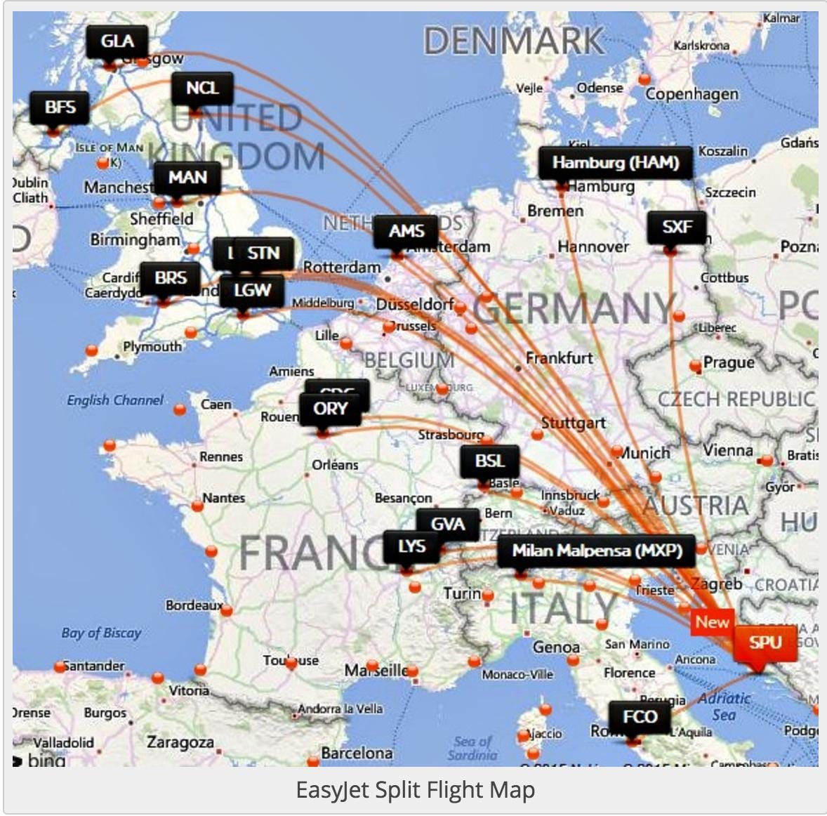 croacia compañías aéreas destinos mapa