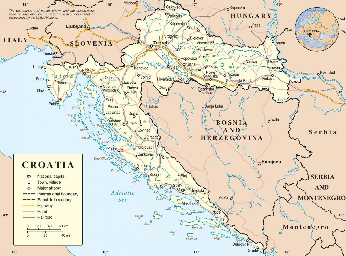 condución mapa de croacia