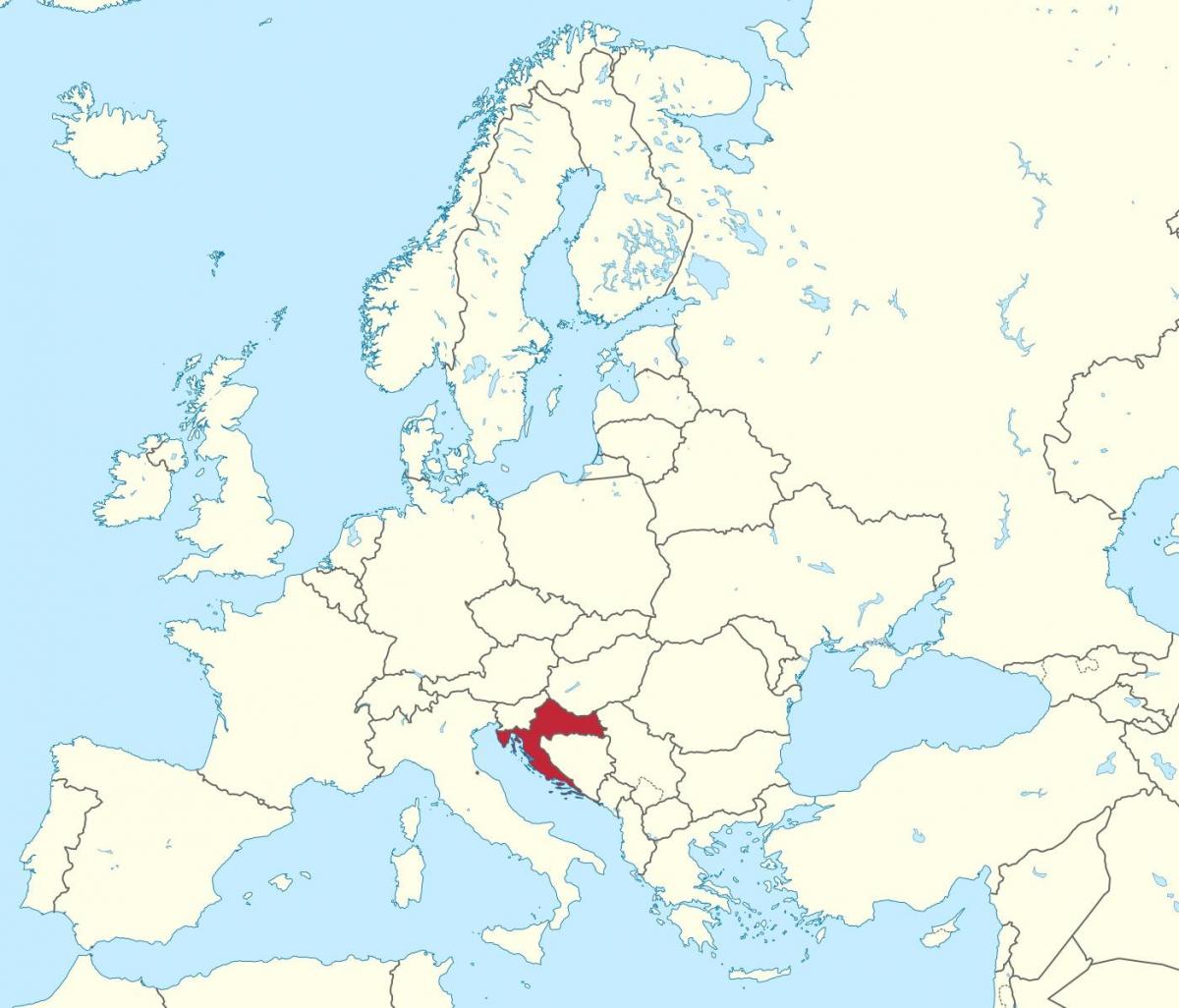croacia no mapa de europa