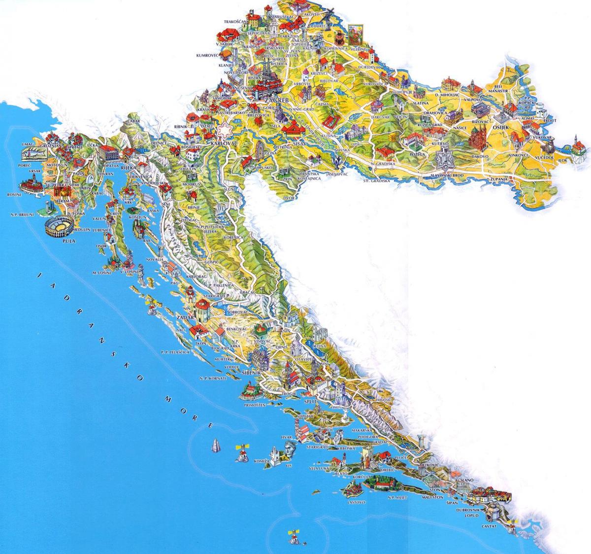 croacia atraccións turísticas mapa