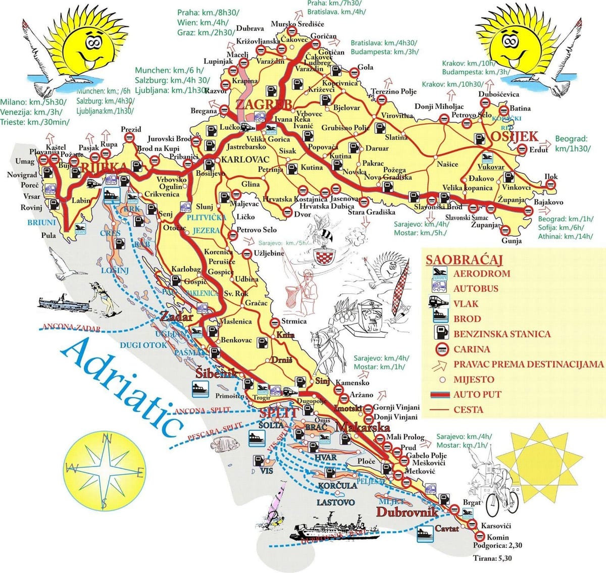 croacia destinos de vacacións mapa