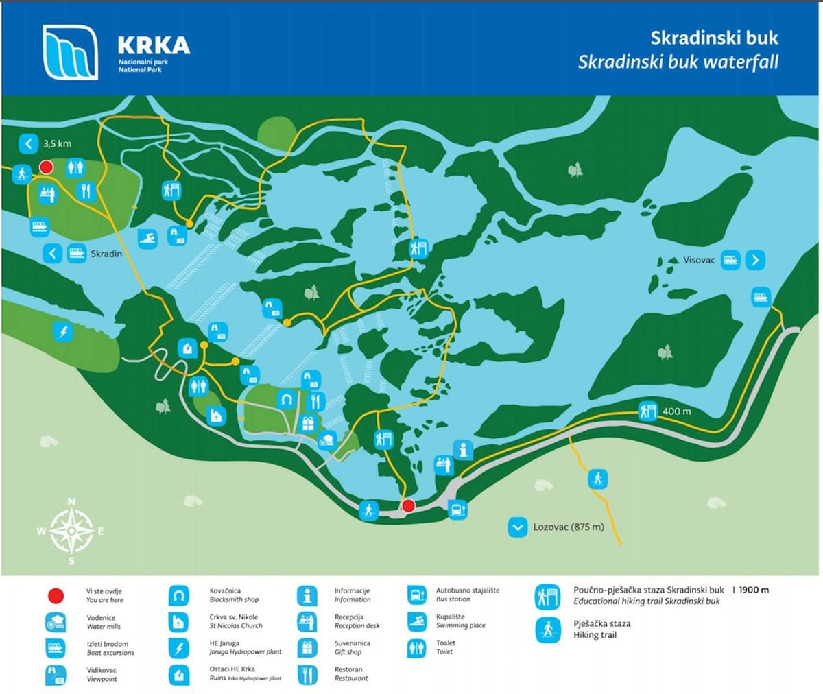 krka parque nacional croacia mapa