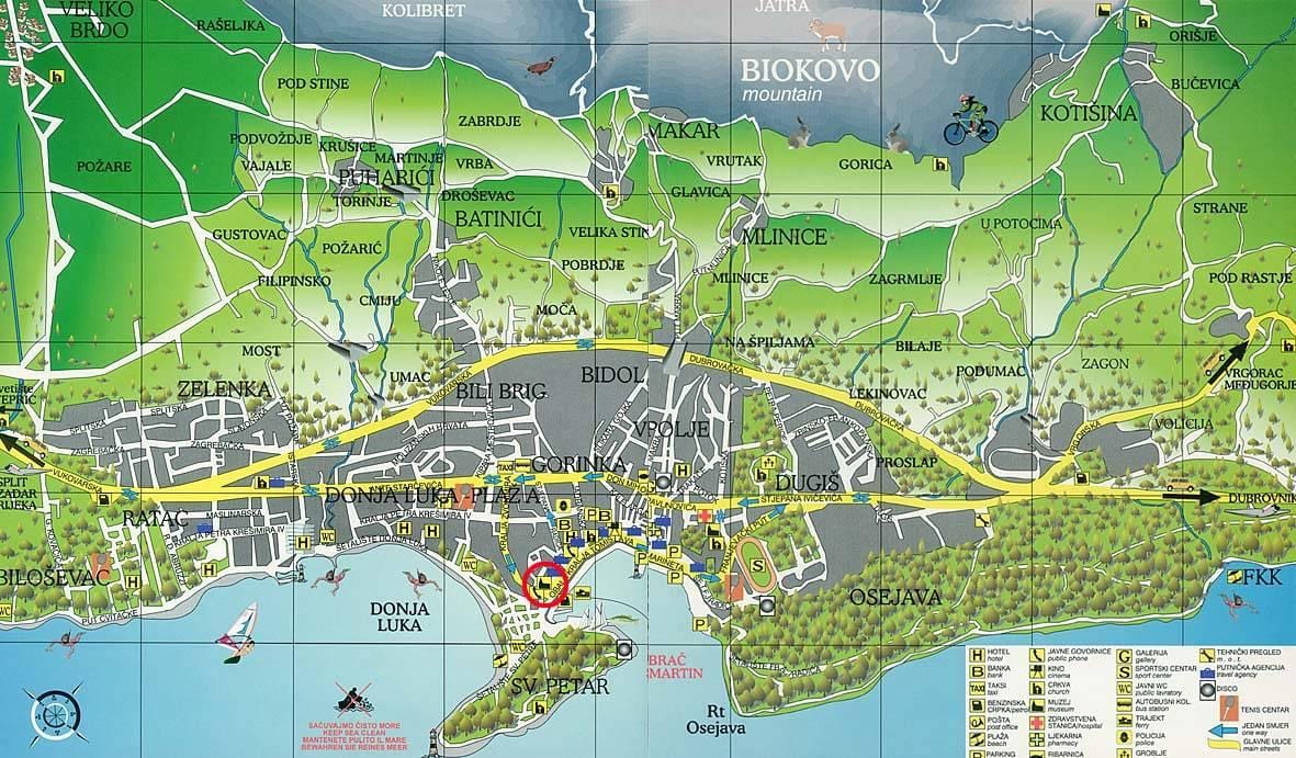 mapa de makarska croacia