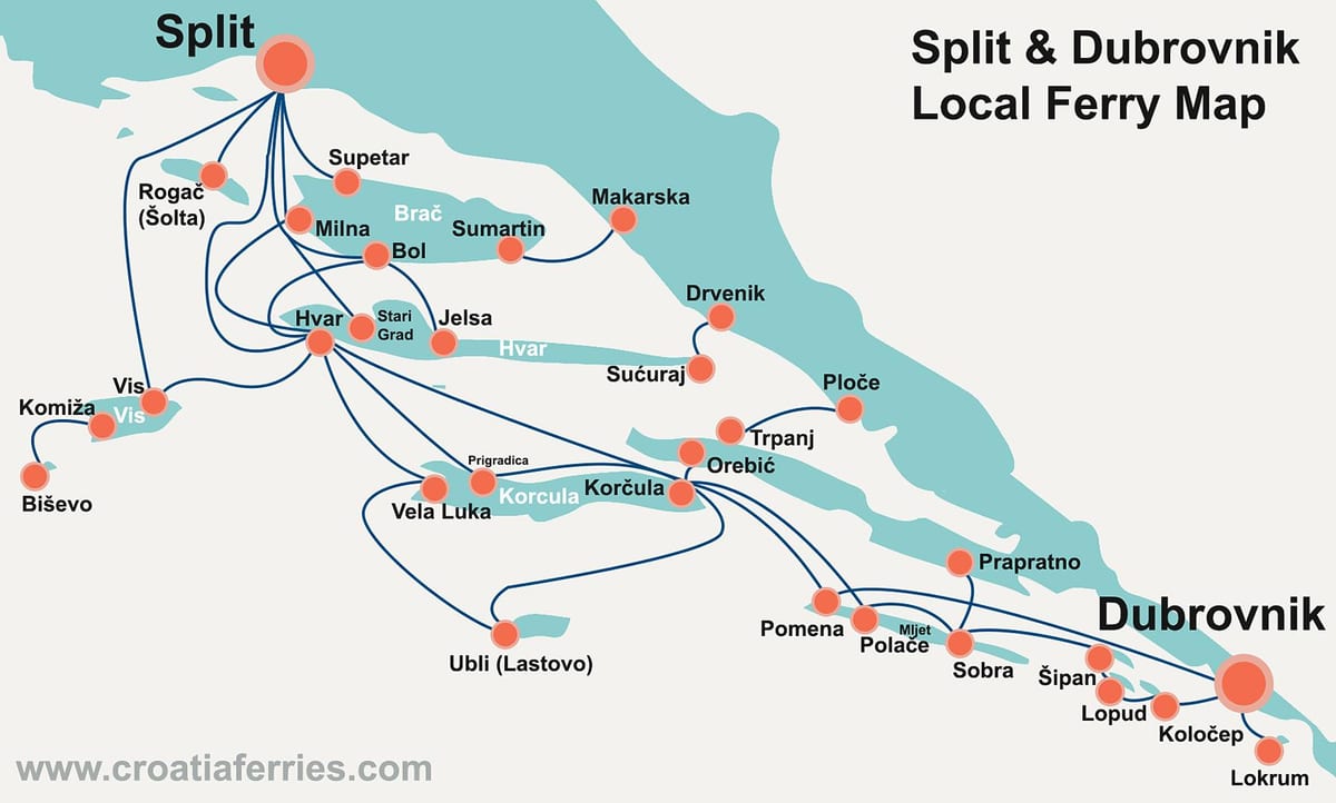 mapa da costa croata