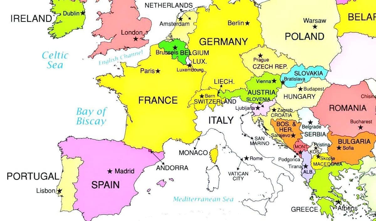 mapa de europa mostrando croacia