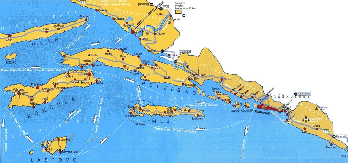 croacia mapa dubrovnik área