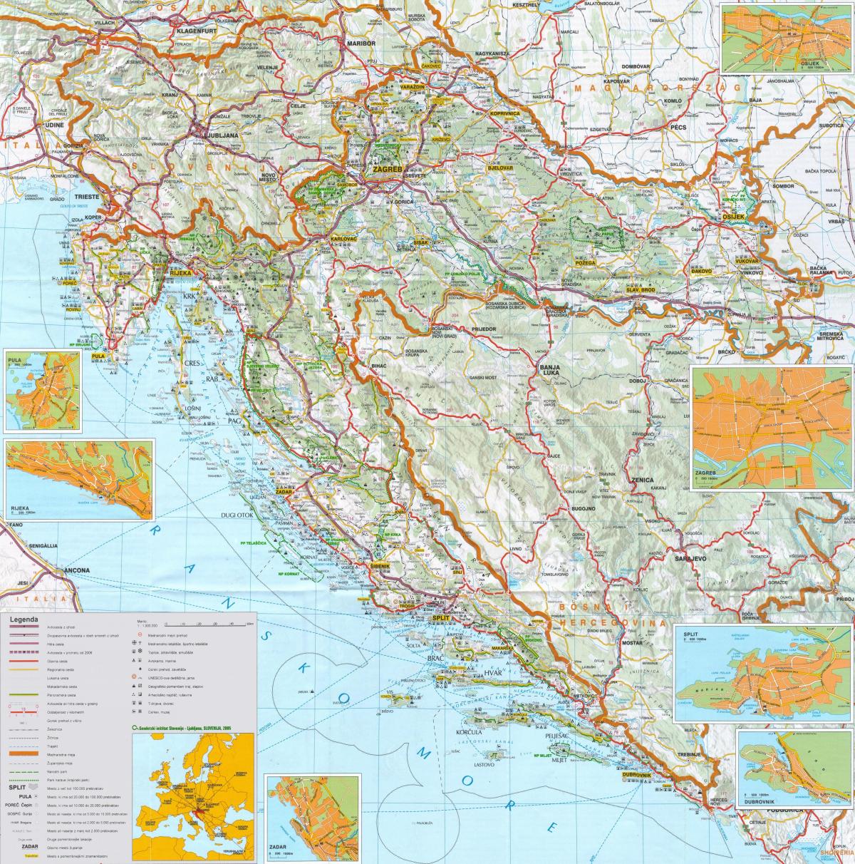 capital de croacia mapa