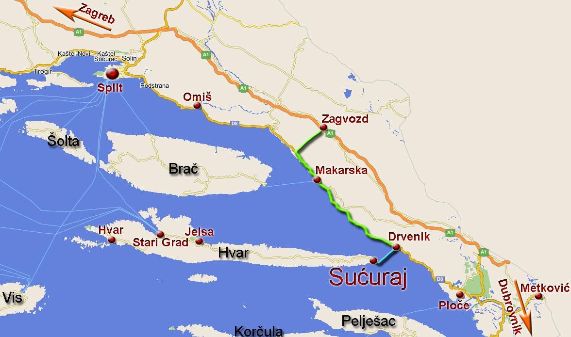 mapa omis croacia