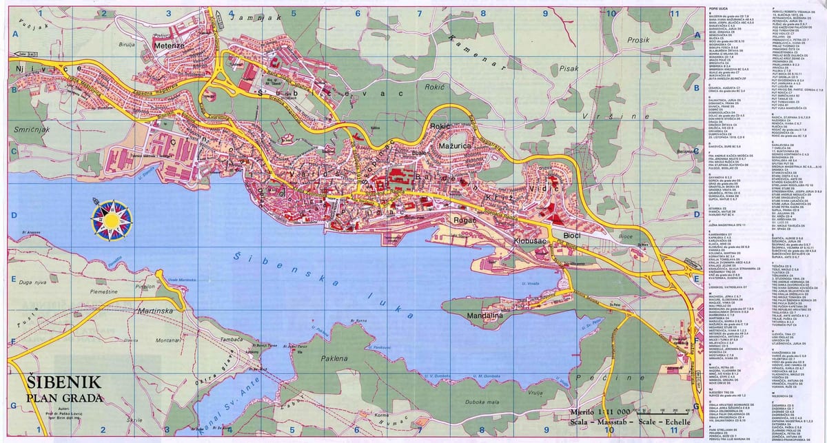 mapa de sibenik croacia