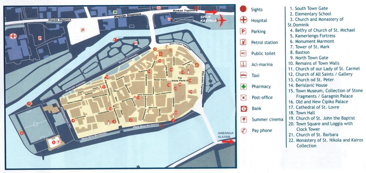 croacia trogir mapa