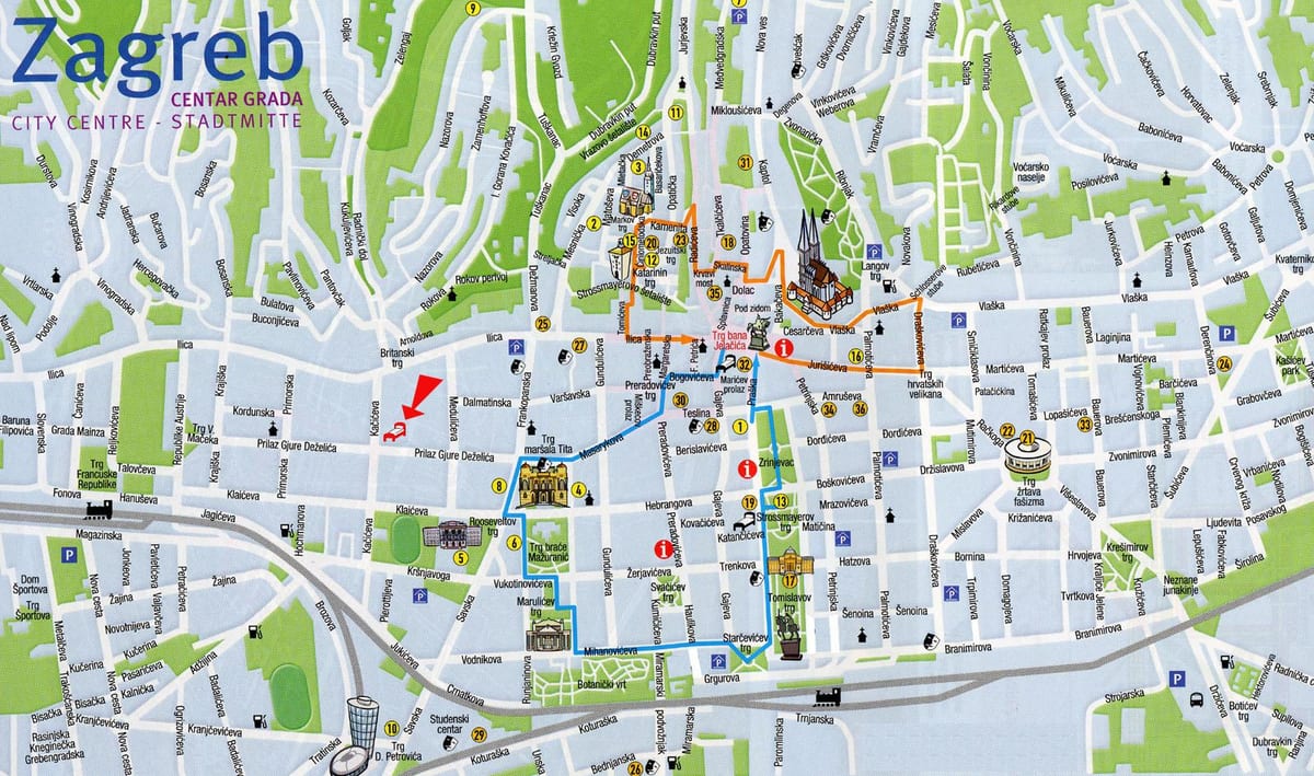 mapa de zagreb (croacia