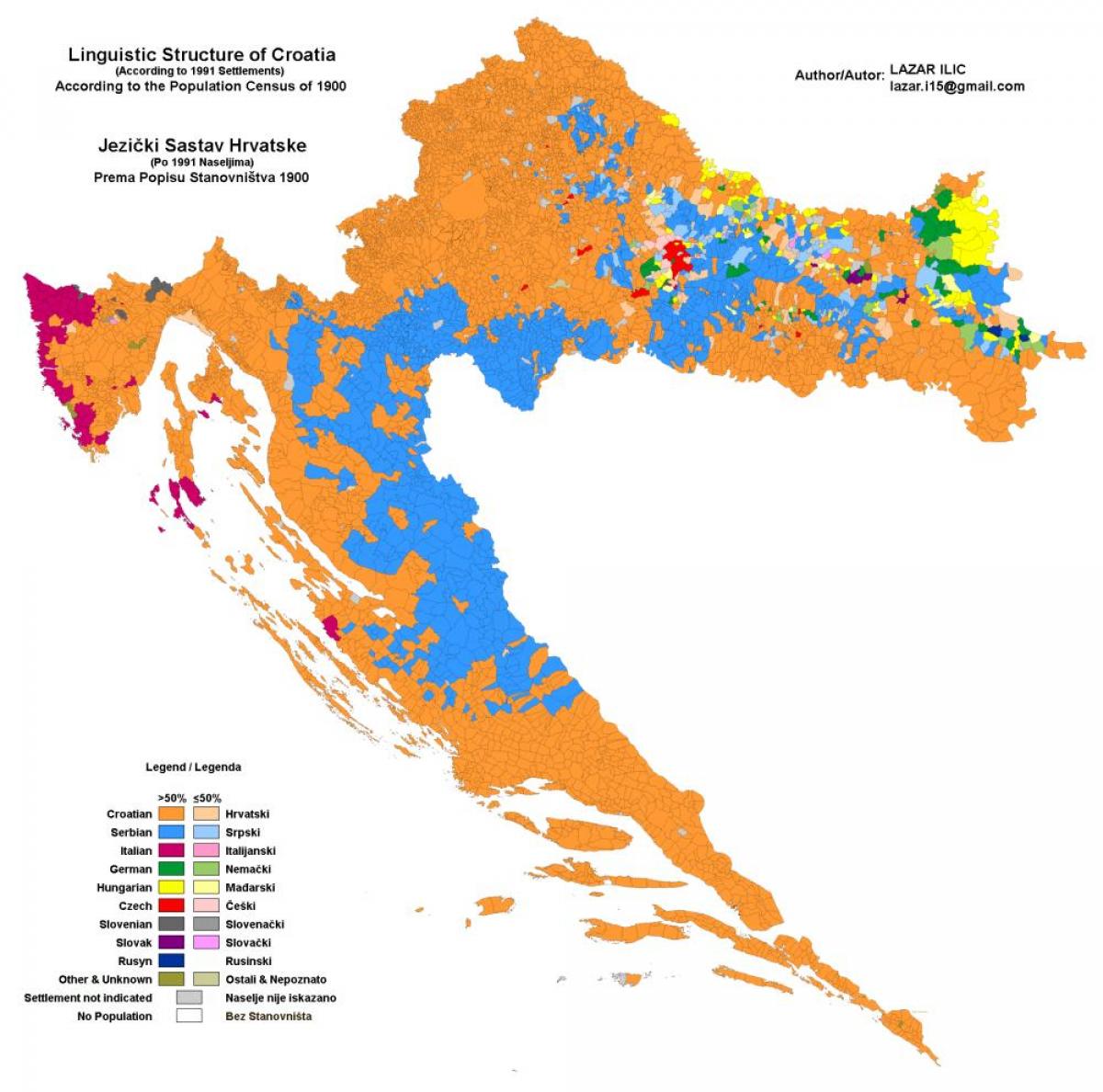 mapa étnico mapa de croacia