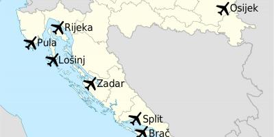 Mapa de croacia mostrando aeroportos