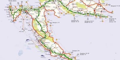 Mapa de croacia estrada viaxe