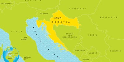 Mapa de países preto de croacia