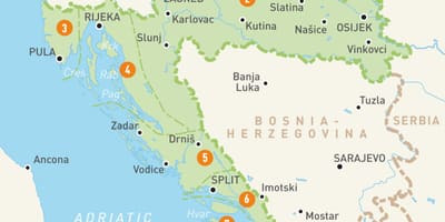 Mapa de croacia rexións 