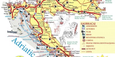 Croacia destinos de vacacións mapa